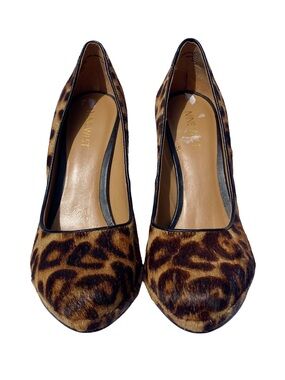 Nine West | Cow Leather Real Fur Leopard-Print Heels in Brown, Tan, & Black